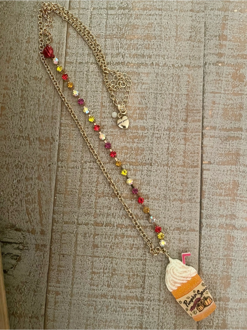 Betsy Johnson Pumpkin Spice Latte Necklace